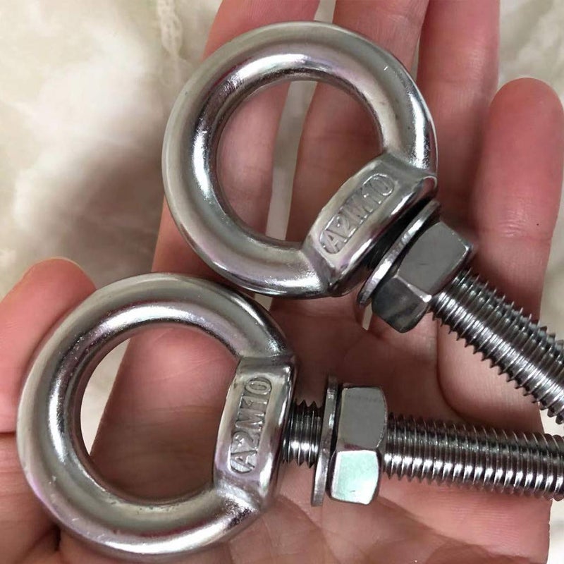 AIVOOF Shoulder Eye Bolt, 2 Pack M10 Stainless Steel Shoulder Eye Bolts 2.75" Eye Bolts Heavy Duty EyeBolts Screws in Eye Hooks with Washer and Nuts Muti-Function for Indoor Outdoor, Thread 70mm - Image 4